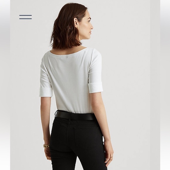 Ralph Lauren Cotton Boatneck White Top, XL - Picture 4 of 7